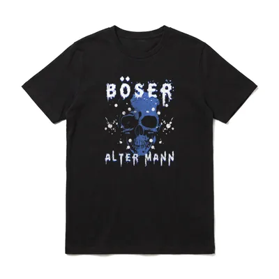 Böser Alter Mann Totenkopf T-Shirt – Schriftzug „Böser Alter Mann“ über Totenkopf – Klassisches T-Shirt in Schwarz
