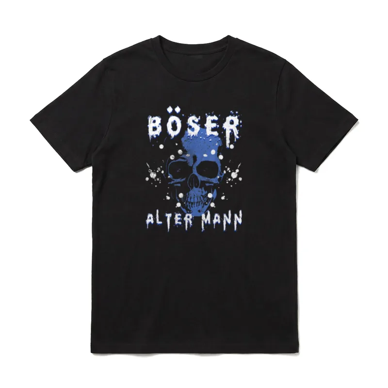 Böser Alter Mann Totenkopf T-Shirt – Schriftzug „Böser Alter Mann“ über Totenkopf – Klassisches T-Shirt in Schwarz