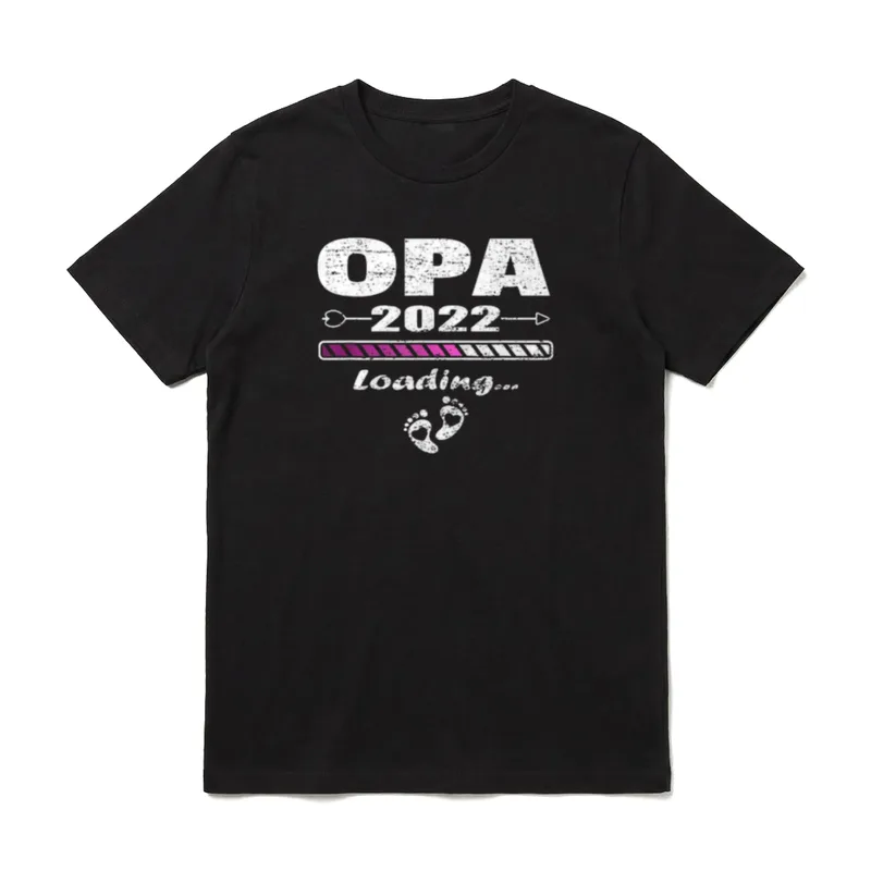 Opa für Großvater Opa T-Shirt – „OPA 2022 Loading…“ mit Babyfußabdrücken – Klassisches T-Shirt in Schwarz