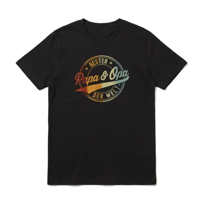 T-Shirt Vatertag Opa – Bester Papa & Opa der Welt kreisförmiges Motiv mit Schleife – Klassisches T-Shirt in Schwarz