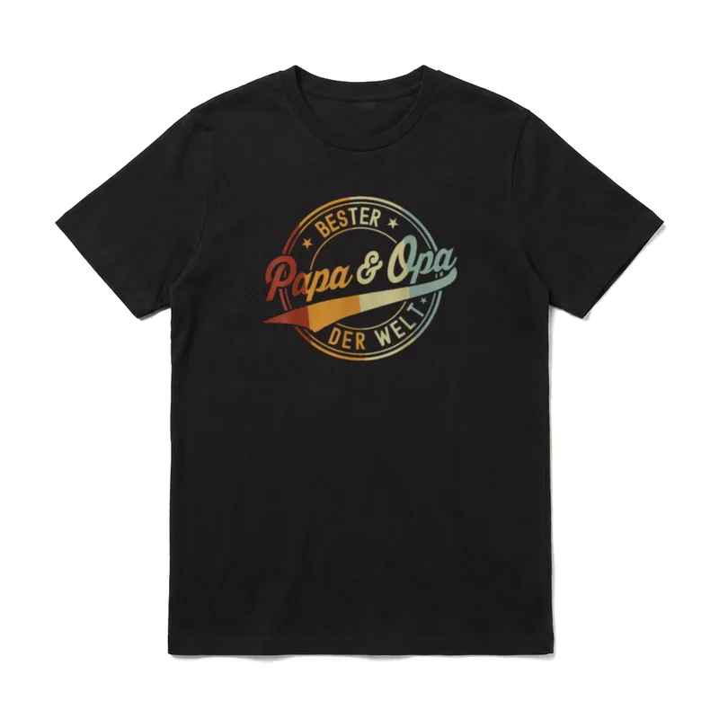 T-Shirt Vatertag Opa – Bester Papa & Opa der Welt kreisförmiges Motiv mit Schleife – Klassisches T-Shirt in Schwarz