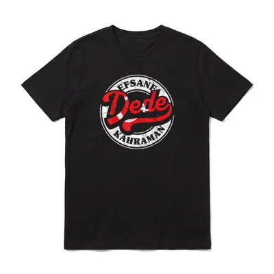 Bester Dede Der Welt T-Shirt – Rotes Dede mit Efsane Kahraman im kreisförmigen Retro-Logo – Klassisches T-Shirt in Schwarz