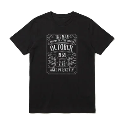 60. Geburtstag Hemd Männer T-Shirt – Octobor 1959 Aged Perfectly Vintage Typografie Print – Klassisches T-Shirt in Schwarz