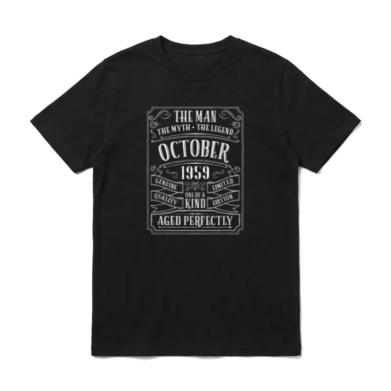 60. Geburtstag Hemd Männer T-Shirt – Octobor 1959 Aged Perfectly Vintage Typografie Print – Klassisches T-Shirt in Schwarz