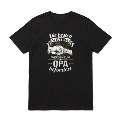 Bester Opa T-Shirt – Faustgruß groß-klein, Spruch „Väter werden zum Opa befördert“ – Klassisches T-Shirt in Schwarz