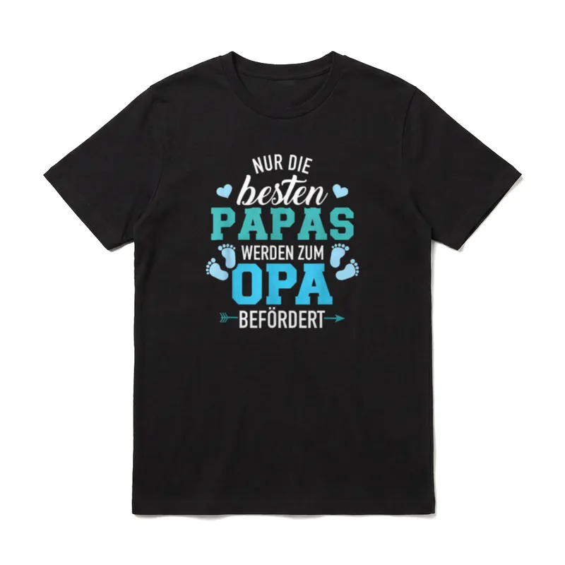 Nur die besten Papas T-Shirt – Nur die besten Papas werden zum Opa befördert mit Babyfüßchen – Klassisches T-Shirt in Schwarz