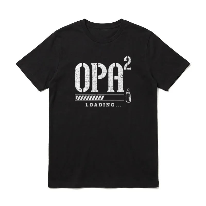 Werdender Opa Baby Ankündigung T-Shirt – „OPA² LOADING...“ mit Ladebalken und Babyfläschchen – Klassisches T-Shirt in Schwarz