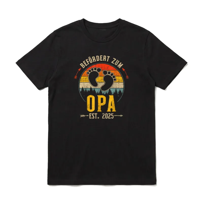 Befördert zum Opa 2025 Vintage T-Shirt – Klassisches T-Shirt in Schwarz
