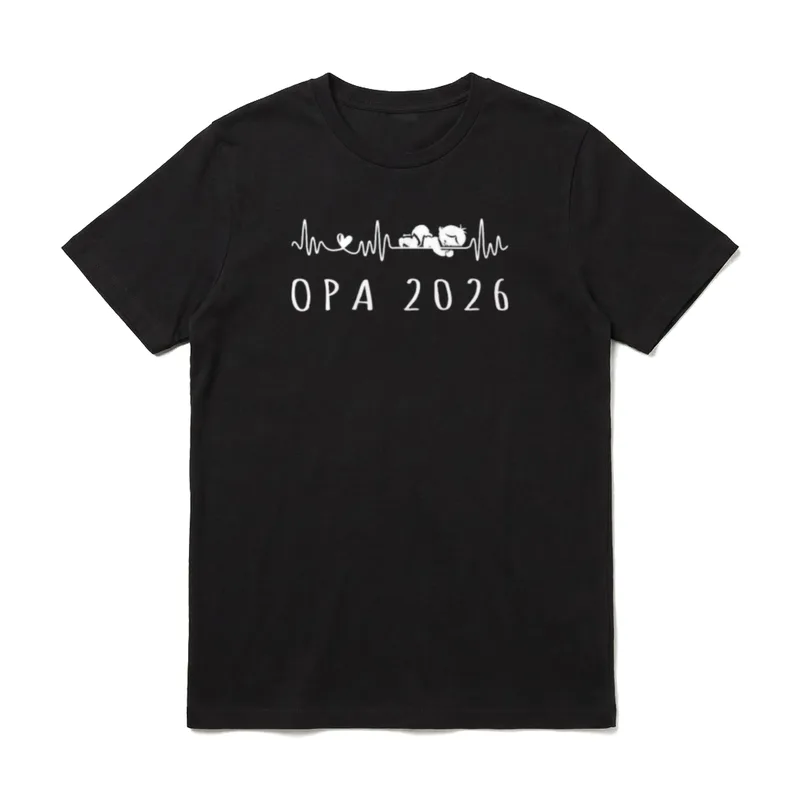 Opa 2026 Herzschlag Schwangerschaft T-Shirt – Klassisches T-Shirt in Schwarz