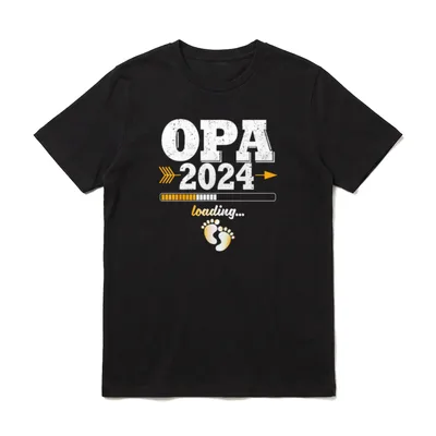 Opa 2024 loading Werdender T-Shirt – OPA 2024 Loading Ladebalken und Babyfüßchen weiß orange – Klassisches T-Shirt in Schwarz