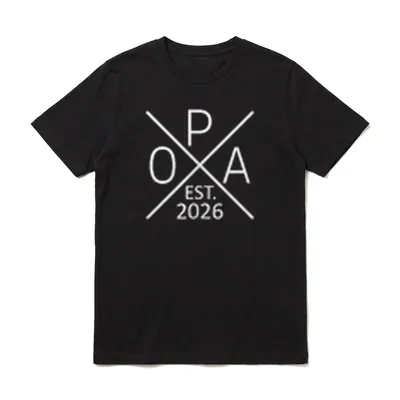 Opi 2026 Opa Est T-Shirt – Minimalistisches weißes OPA EST. 2026 Logo – Klassisches T-Shirt in Schwarz