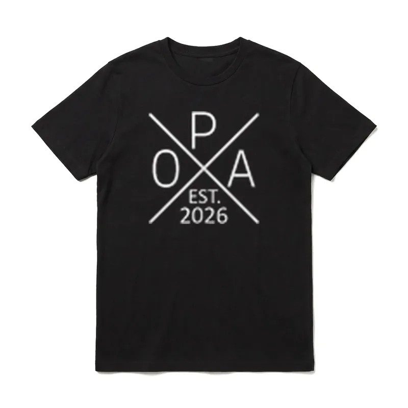 Opi 2026 Opa Est T-Shirt – Minimalistisches weißes OPA EST. 2026 Logo – Klassisches T-Shirt in Schwarz
