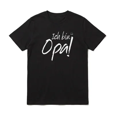 Ich Bin Opa geworden T-Shirt – Schriftzug „Ich bin Opa!“ in weißer Pinselschrift mit Smiley – Klassisches T-Shirt in Schwarz
