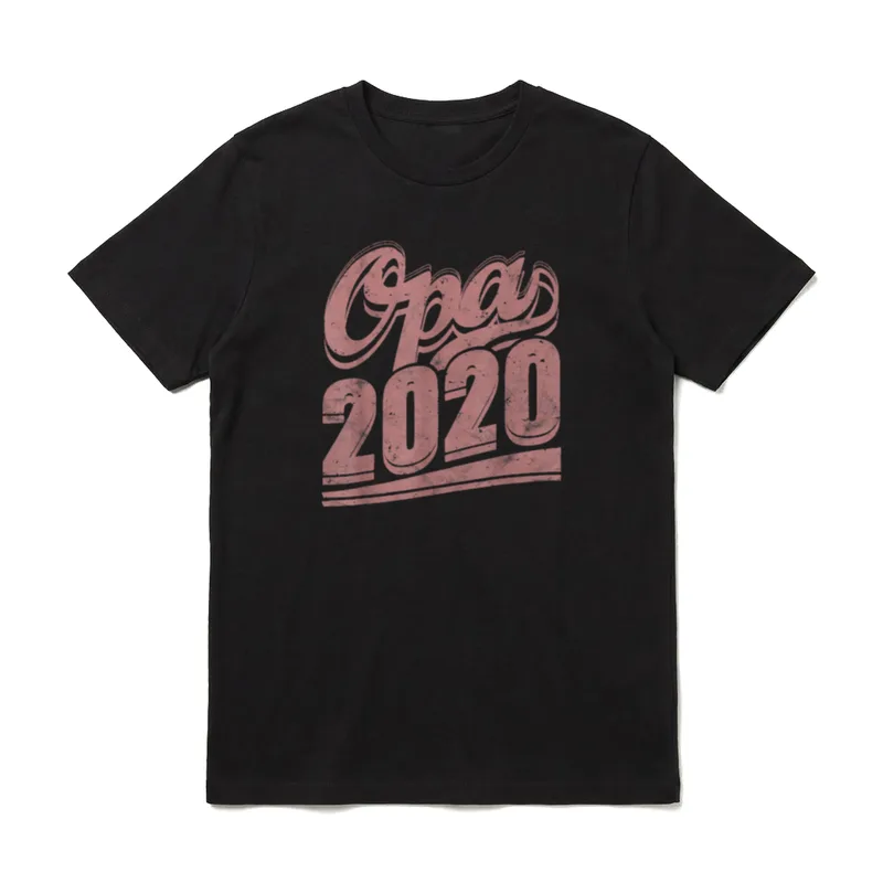 Opa 2020 Werdender Opa T-Shirt – Retro-pinkes Opa 2020 Schriftzug – Klassisches T-Shirt in Schwarz