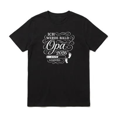 Ich Werde Bald Opa 2026 T-Shirt – Ich werde bald Opa 2026 Loading mit Fußabdrücken – Klassisches T-Shirt in Schwarz