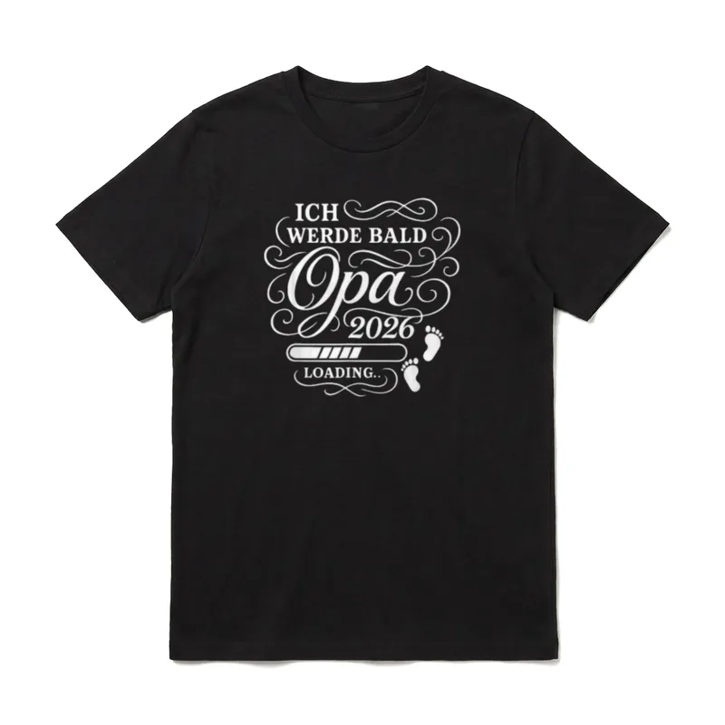 Ich Werde Bald Opa 2026 T-Shirt – Ich werde bald Opa 2026 Loading mit Fußabdrücken – Klassisches T-Shirt in Schwarz