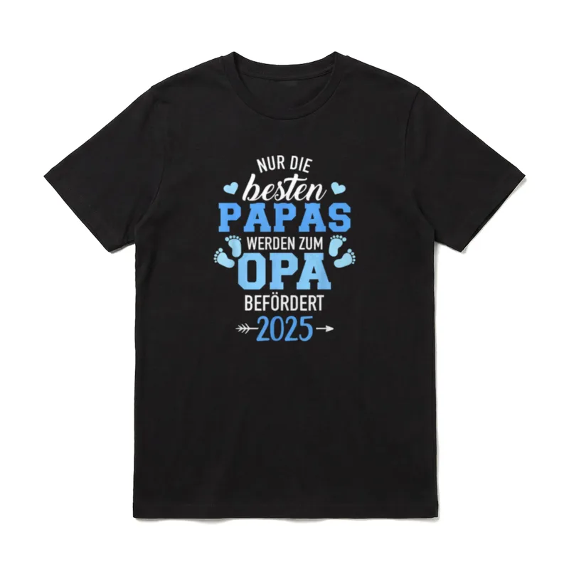 Besten Papas werden T-Shirt – Nur die besten Papas werden zum Opa befördert 2025 – Klassisches T-Shirt in Schwarz