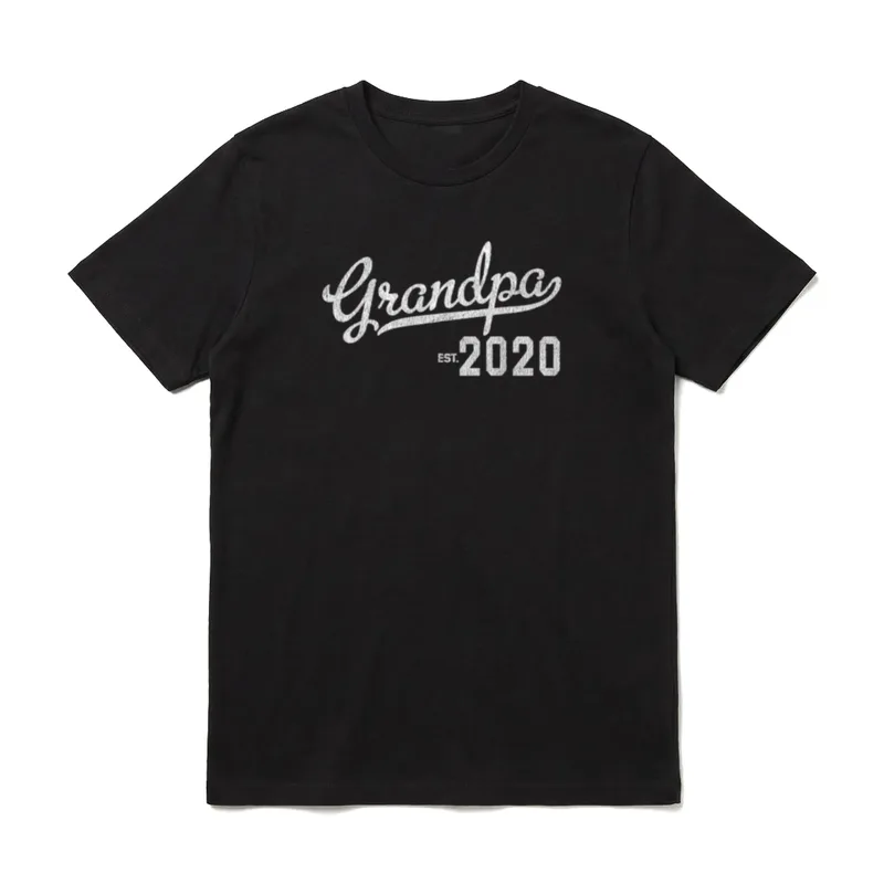 Opa Est 2020 First T-Shirt – White distressed text Grandpa EST. 2020 – Klassisches T-Shirt in Schwarz