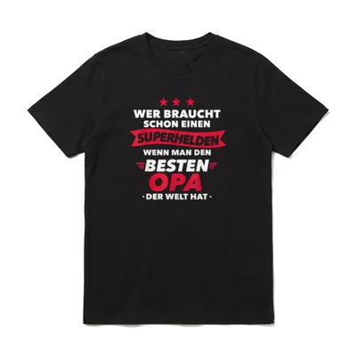 Wer braucht schon Superheld T-Shirt – Klassisches T-Shirt in Schwarz