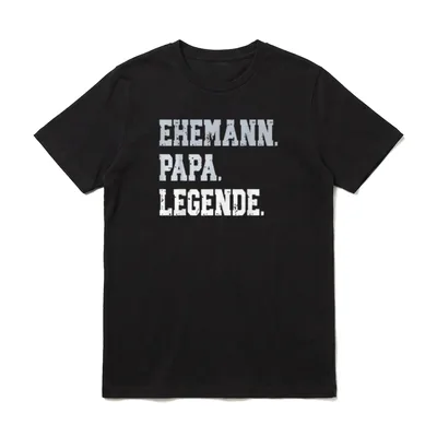 Ehemann Papa Legende T-Shirt – Schriftzug Ehemann Papa Legende in weißer Blockletter Type – Klassisches T-Shirt in Schwarz