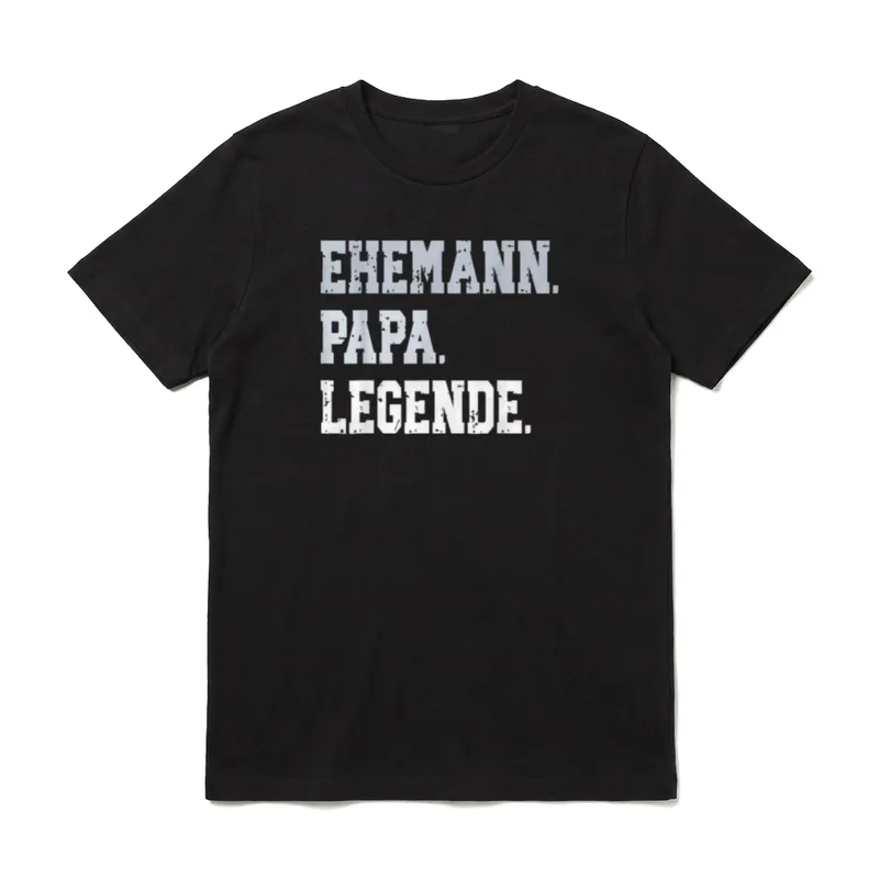 Ehemann Papa Legende T-Shirt – Schriftzug Ehemann Papa Legende in weißer Blockletter Type – Klassisches T-Shirt in Schwarz