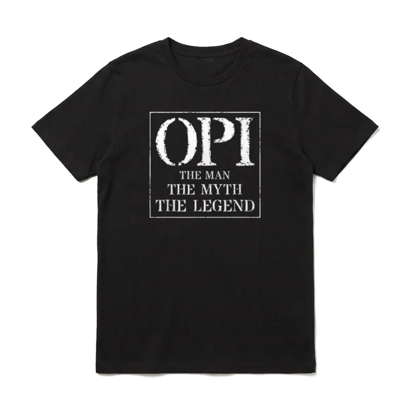 Opi als The Man T-Shirt – OPI THE MAN THE MYTH THE LEGEND weißer Stempel-Druck – Klassisches T-Shirt in Schwarz