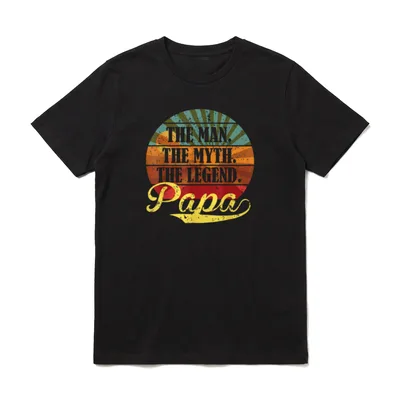 The Man The Myth T-Shirt – Vintage-Sonnenkreis mit THE MAN THE MYTH THE LEGEND Papa – Klassisches T-Shirt in Schwarz
