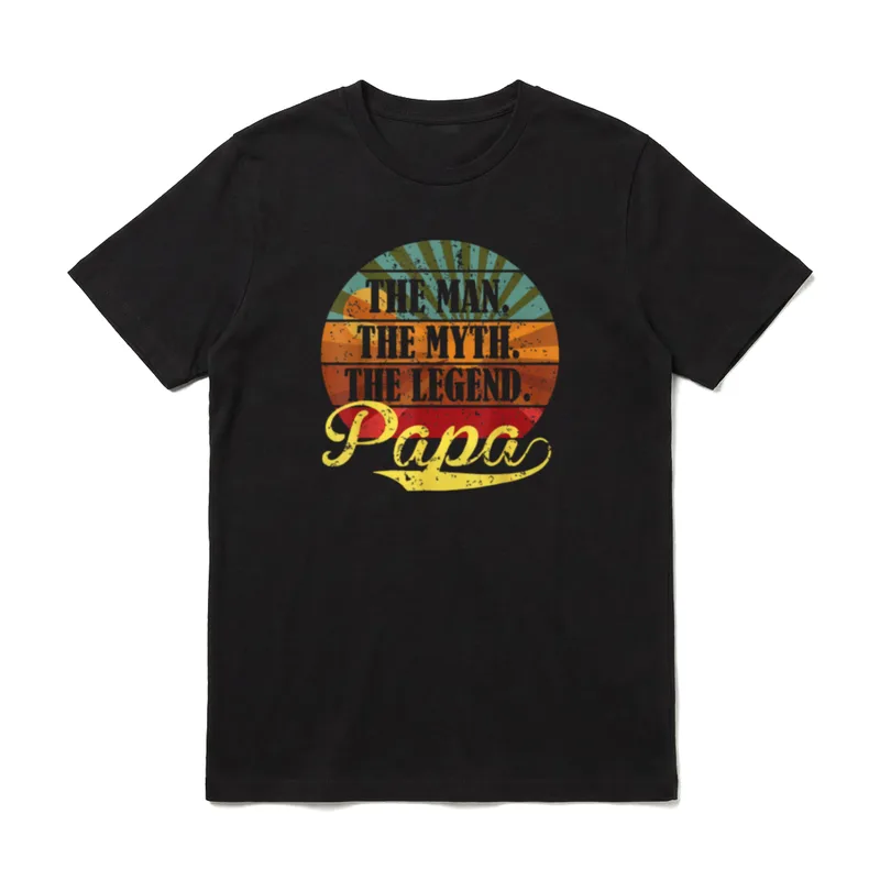 The Man The Myth T-Shirt – Vintage-Sonnenkreis mit THE MAN THE MYTH THE LEGEND Papa – Klassisches T-Shirt in Schwarz