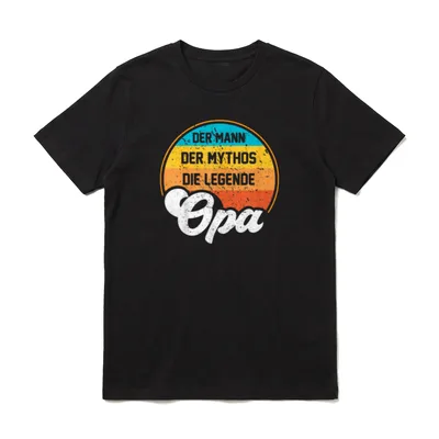OPA Der Mann T-Shirt – Retro-Kreis mit Schriftzug „Der Mann Der Mythos Die Legende Opa“ – Klassisches T-Shirt in Schwarz