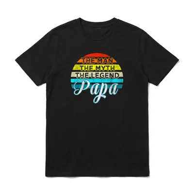 The Man The Myth T-Shirt – Sonnenform mit Schriftzug „The Man The Myth The Legend Papa“ – Klassisches T-Shirt in Schwarz