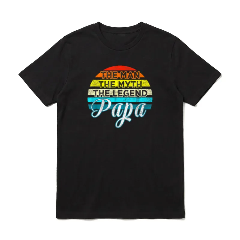The Man The Myth T-Shirt – Sonnenform mit Schriftzug „The Man The Myth The Legend Papa“ – Klassisches T-Shirt in Schwarz