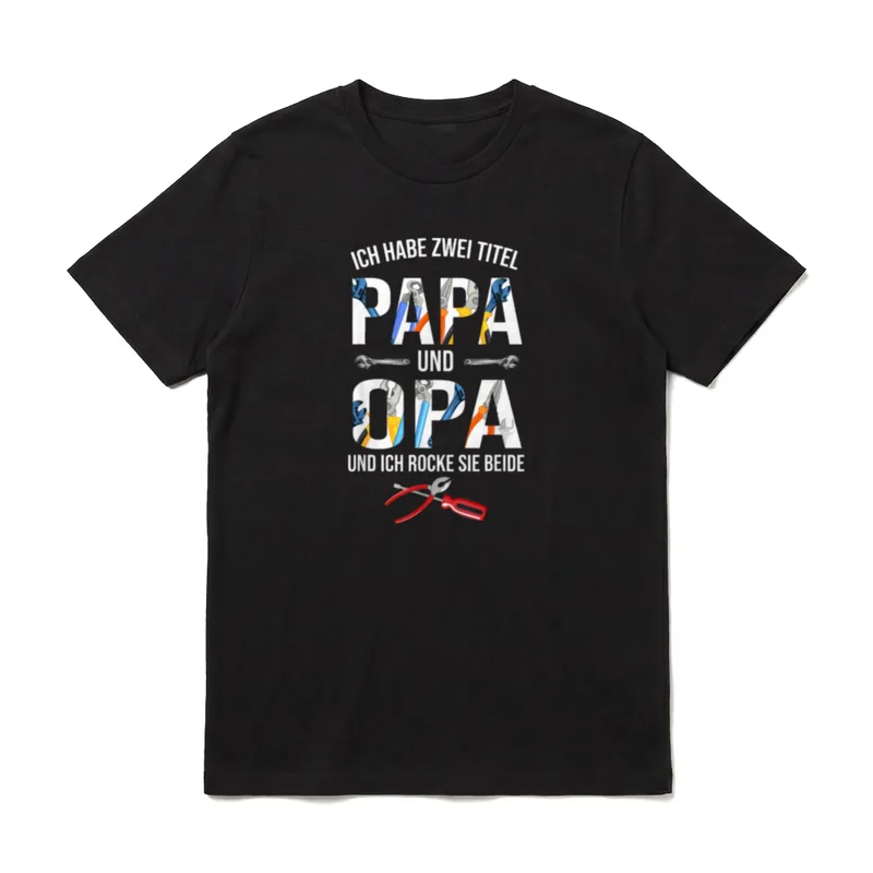 T-Shirt Papa Opa – Klassisches T-Shirt in Schwarz