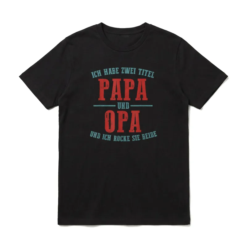 Ich habe zwei Titel Papa & Opa – zwei Titel T-Shirt – Klassisches T-Shirt in Schwarz