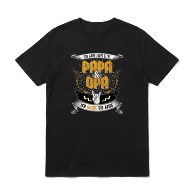 T-Shirt Sprüche für Oma und Opa – Papa & Opa – Ich habe zwei Titel, ich rocke sie beide – Klassisches T-Shirt in Schwarz