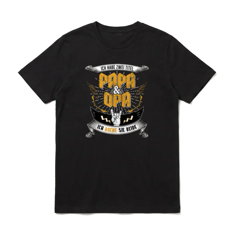 T-Shirt Sprüche für Oma und Opa – Papa & Opa – Ich habe zwei Titel, ich rocke sie beide – Klassisches T-Shirt in Schwarz