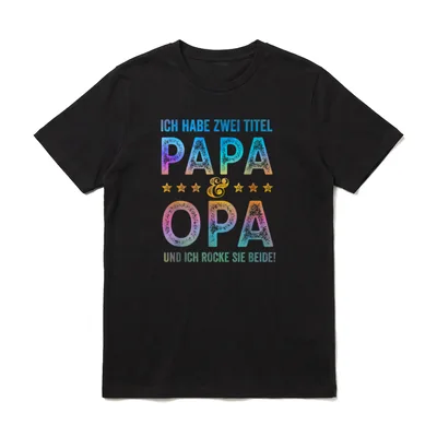 Zwei Titel Opa Papa Bester T-Shirt – Klassisches T-Shirt in Schwarz