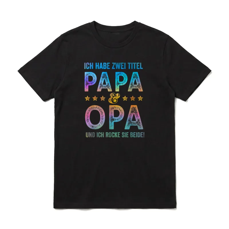 Zwei Titel Opa Papa Bester T-Shirt – Klassisches T-Shirt in Schwarz