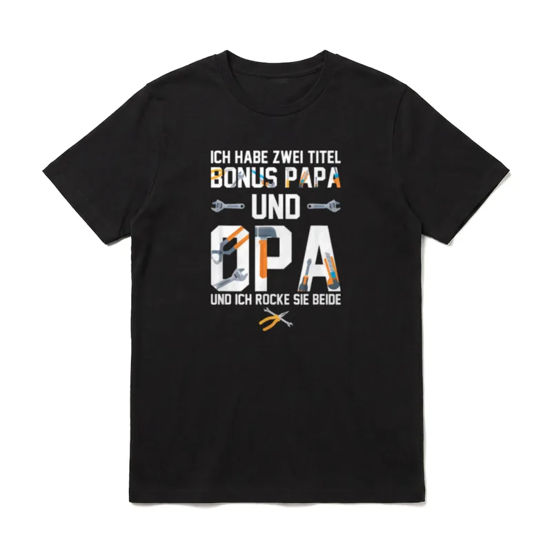 Ich habe zwei Titel Bonus T-Shirt – T-Shirt mit Werkzeug-Schriftzug Papa und Opa Bonus Titel – Klassisches T-Shirt in Schwarz