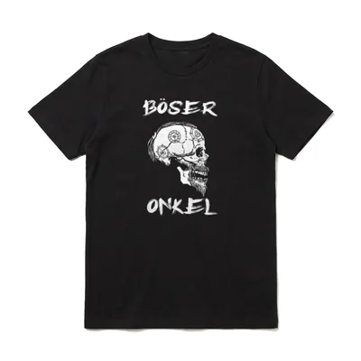 Böser Onkel Wikinger Nodric T-Shirt – BÖSER ONKEL Totenkopf mit Runen und viktingischem Bart – Klassisches T-Shirt in Schwarz