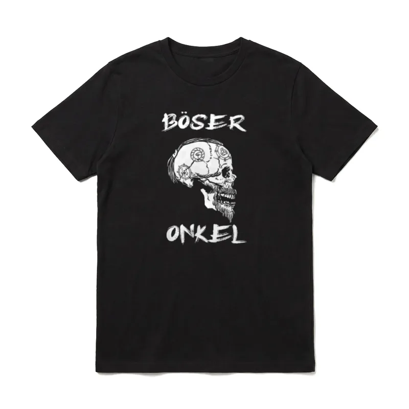 Böser Onkel Wikinger Nodric T-Shirt – BÖSER ONKEL Totenkopf mit Runen und viktingischem Bart – Klassisches T-Shirt in Schwarz
