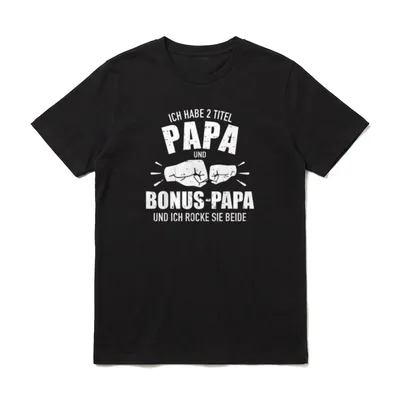Zwei Titel Papa und Bonus T-Shirt – Klassisches T-Shirt in Schwarz