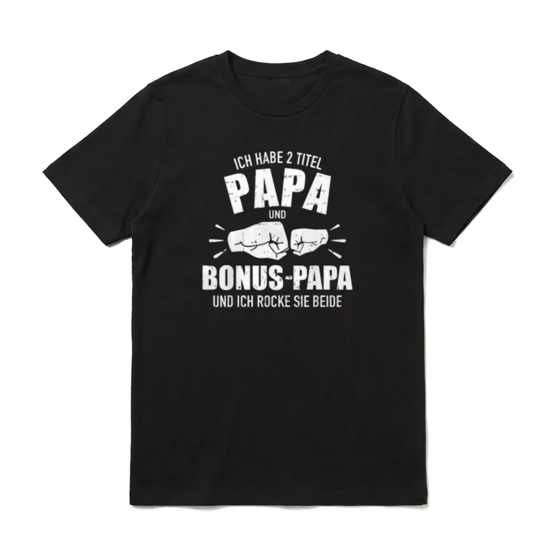 Zwei Titel Papa und Bonus T-Shirt – Klassisches T-Shirt in Schwarz