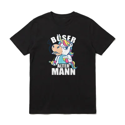Böser Alter Mann Lustiges Einhorn T-Shirt – Klassisches T-Shirt in Schwarz