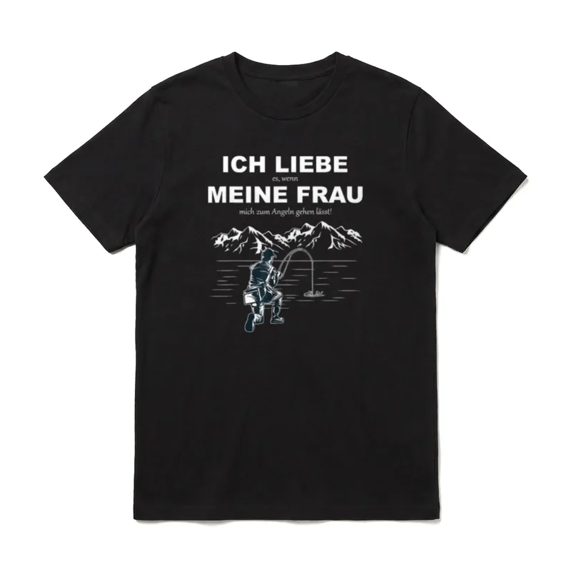 T-Shirt Ich Liebe Meine Frau Angeln – Klassisches T-Shirt in Schwarz