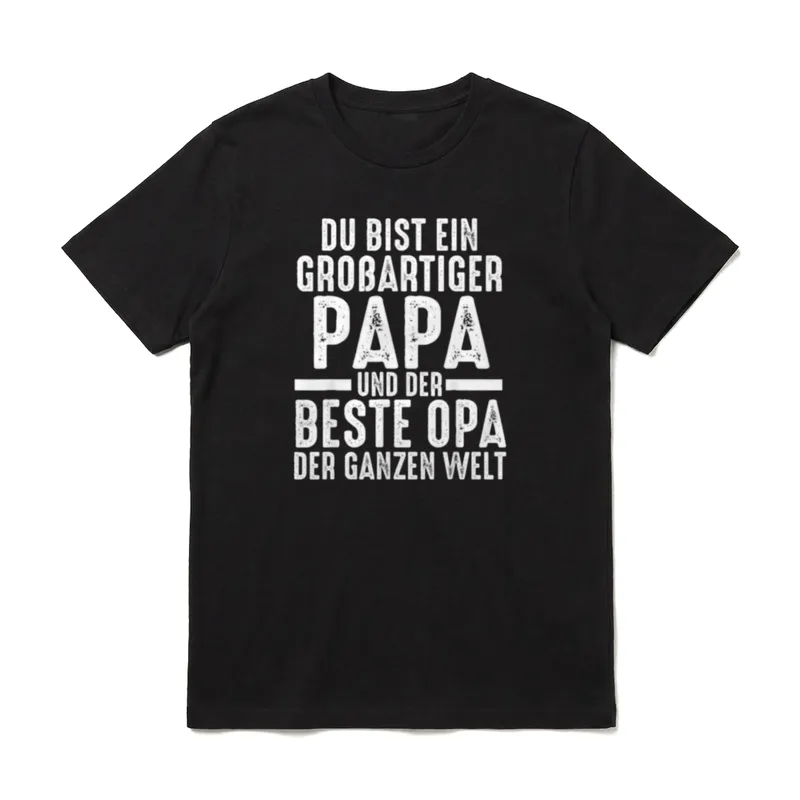 Ein großer Papa T-Shirt – Schriftzug: großartiger Papa und bester Opa der Welt – Klassisches T-Shirt in Schwarz