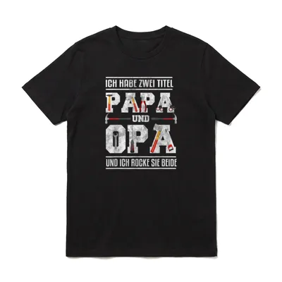 Ich habe zwei Titel T-Shirt – Papa und Opa als Schriftzug aus Werkzeugen – Klassisches T-Shirt in Schwarz
