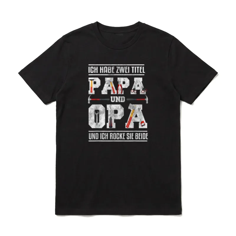 Ich habe zwei Titel T-Shirt – Papa und Opa als Schriftzug aus Werkzeugen – Klassisches T-Shirt in Schwarz