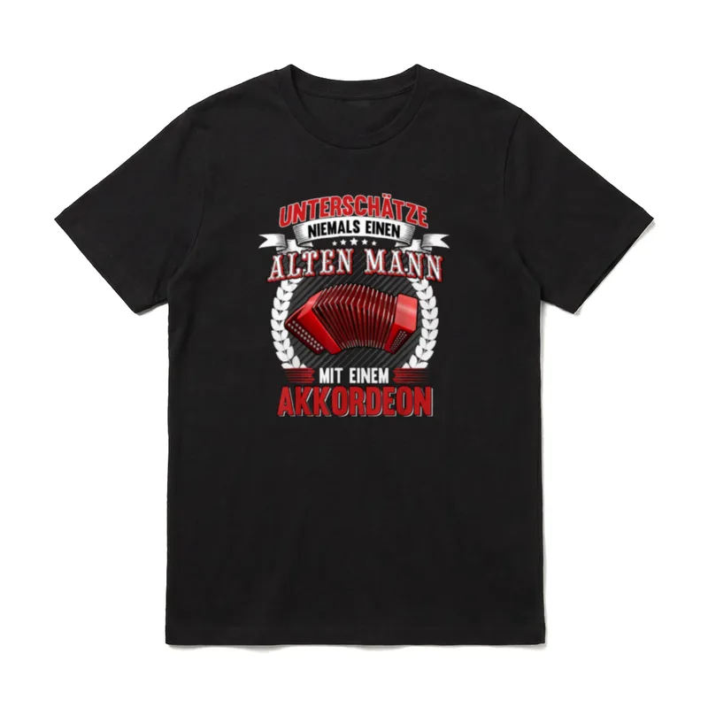 Akkordeon Alter Mann Ziehharmonika T-Shirt – Klassisches T-Shirt in Schwarz