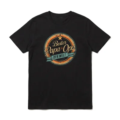 Ich habe Zwei Titel Du T-Shirt – Bester Papa Opa Welt Vintage Siegel Stern Banner – Klassisches T-Shirt in Schwarz