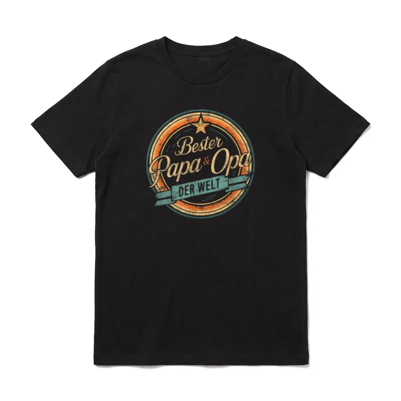 Ich habe Zwei Titel Du T-Shirt – Bester Papa Opa Welt Vintage Siegel Stern Banner – Klassisches T-Shirt in Schwarz
